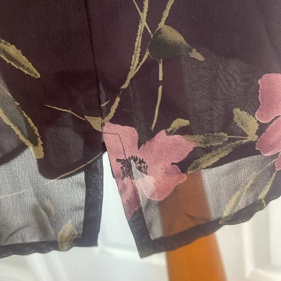 Vintage 90’s Express floral flare mini skirt lined brown pink women’s size 5 6 - Picture 3 of 10